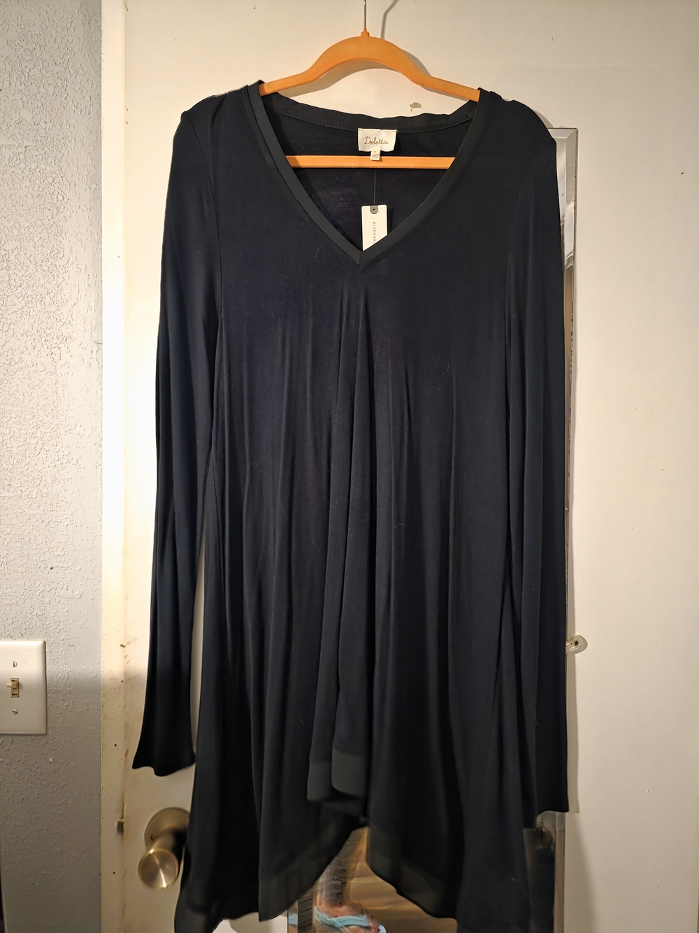 Anthropologie Deletta Black Women's Long Sleeve Rayon Tunic - XL